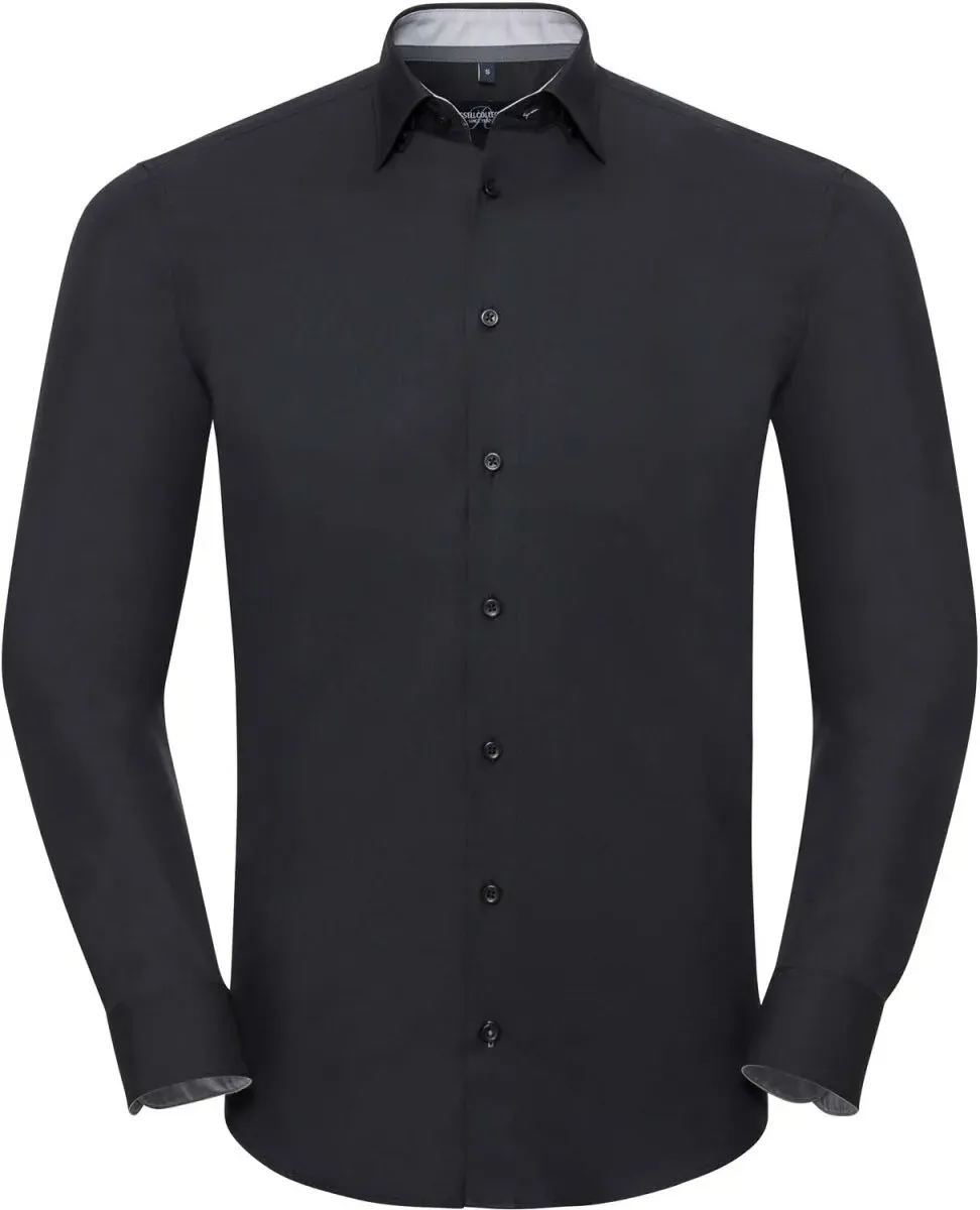 Russell Herren Kontrast Hemd 'Ultimate Stretch' langarm R-966M-0 black/oxford grey/convoy grey S (37/38)