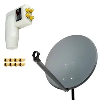 PremiumX Satelliten-Komplettanlage 60cm Satellitenschüssel Anthrazit Satellitenantenne SAT Quad LNB