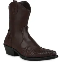 Mytrendshoe Herren Stiefel Cowboy Boots Western Schuhe Cowboystiefel 833742, Farbe: Dunkelbraun, Größe: 42