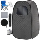 Tectake tectake® Mobile Dampfsauna ThermaLuxe I 1000 W, 15 Temperaturstufen Dunkelgrau/Schwarz