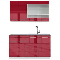 Vicco Küchenzeile Fame-Line 140 cm Bordeaux Hochglanz/Weiß