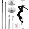 Professionelle Tanzstange, Pole Dance Tragbare Tanzstange Profi ca. 222,6-282,4 cm Höhenverstellbare Abnehmbare Fitnessstange Spinning Fitness Silber, Tanzstange Fitnessstudios, Club, Party