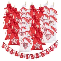 Infactory Adventskalender-Girlande mit 24 XL-Säckchen, 15 x 10,5 cm, 185 cm lang