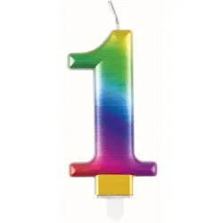 Regenbogen Kerze Zahl 1