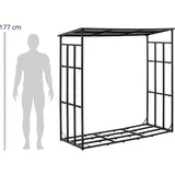 Hillvert Kaminholzregal mit Dach 190 x 76 x 186 cm schwarz