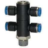 Riegler T-Mehrfachverteiler Blaue Serie 4-fach drehbar R 1/4 a. Ø4mm