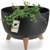 Kadax Blumentopf aus Kunststoff mit drei Einsteckstützen, 33 cm, Schwarz