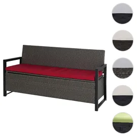 Mendler HWC-F39 3er Sitzbank 150 x 60 x 45 cm Grau/Rot