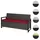 Mendler HWC-F39 3er Sitzbank 150 x 60 x 45 cm Grau/Rot