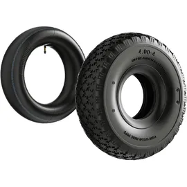 Wiltec Reifen für den Aufsitzmäher 11x4,00-4 4pr mit Schlauch und geradem Ventil