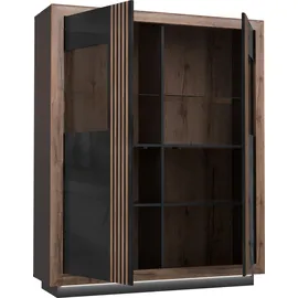 Forte Highboard Savona 133 x 161,8 x 42,3 cm Schwarz / Braun