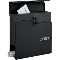 Relaxdays Briefkasten schwarz inkl. Zeitungsfach