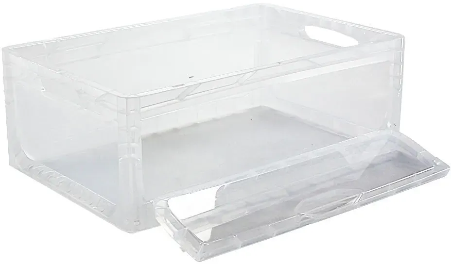 Euroboxen 600 x 400 x 220 mm transparent geschlossen Frontklappe Griffe