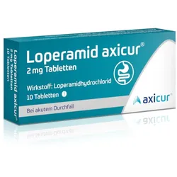 Loperamid axicur 2 mg bei akutem Durchfall 10 St Tabletten