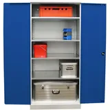 Schrank & Stuhl XXL Werkzeugschrank – Werkstattschrank/Aktenschrank mit 4 höhenverstellbaren, vollverzinkten Fachböden, 195x92x60, Grau/Blau
