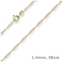 Schmuck Krone Goldkette 1,4mm Singapurkette aus 585 Gelbgold 38cm, Gold 585 goldfarben
