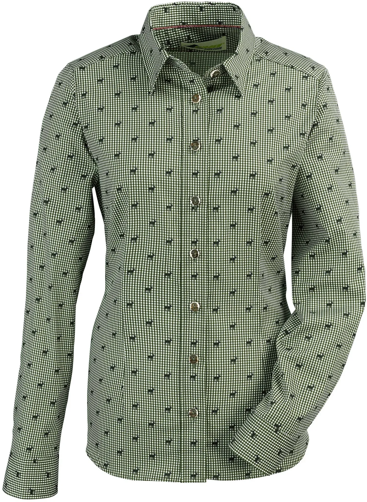Skogen Damen-Langarmbluse Karo mit Hirsch, pink, 50
