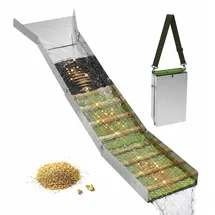 Relaxdays Goldwaschrinne, faltbar, Hxbxt: 6,5 x 35 x 127 cm, Aluminium, Nylon Matte, Goldschürfen, Goldschleuse, Silber