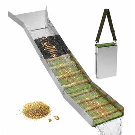 Relaxdays Goldwaschrinne, faltbar, Hxbxt: 6,5 x 35 x 127 cm, Aluminium, Nylon Matte, Goldschürfen, Goldschleuse, Silber