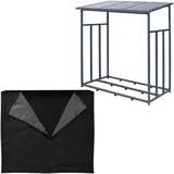 ML-Design Kaminholzregal Schwarz, Metall 83x185x187.5 cm,