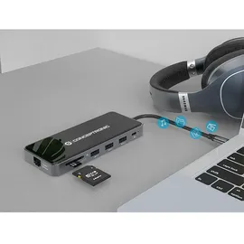 Conceptronic DONN15G 12-in-1 USB 3.2 Gen 1 Dockingstation, HDMI, VGA, Card-Reade