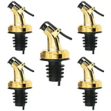 layba Ausgießer für Flaschen Silber Glanz mit Verschlusskappe aus Kunststoff in 5er Set