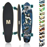 MAXOfit Longboard Atlantis No. 7 - kompaktes Cruiser Board mit stabilem Deck und mittelweichen Rollen - Kicktail für schnelle Turns und TopMount Achsen für hohe Wendigkeit