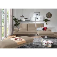 Ecksofa W.SCHILLIG "broadway, Designsofa mit tollem Sitzkomfort, L-Form", braun (stone z59), B:291cm H:94cm T:164cm, Longlife Xtra-Leder Z59: Glattleder mit modischer Prägung. Hautstärke 0, 9 - 1, 1 mm, Sofas, Sitztiefenverstellung, Kopfteil- & Seitenteilverstellung, Breite 291cm