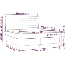 vidaXL Boxspringbett mit Matratze Dunkelgrau 160x200 cm Stoff1372356