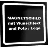 Kiwistar Magnetschild personalisiert - mit Wunschtext Foto und Logo bedruckt - Fahrzeugmagnet für Auto KFZ LKW Transporter Wohnmobil (schwarz, 50x40 cm)