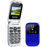 Diccik Seniorenhandy Klapphandy K1 GSM Großtasten Mobiltelefon SOS Notruffunktion,HAC-Funktion,Taschenlampe,FM Radio,1.7 Zoll Dual Display Handy für Senioren (Blau)