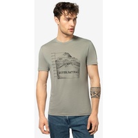 SUPER.NATURAL T-Shirt für Herren, Merino 7 PEAKS TEE Berg Motiv, atmungsaktiv grau XL