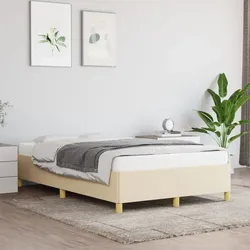 Bettgestell ohne Matratze Creme 120x200 cm Stoff