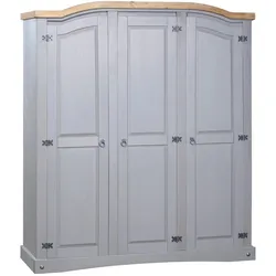 vidaXL Kleiderschrank Mexiko-Stil Kiefernholz 3 Türen Grau