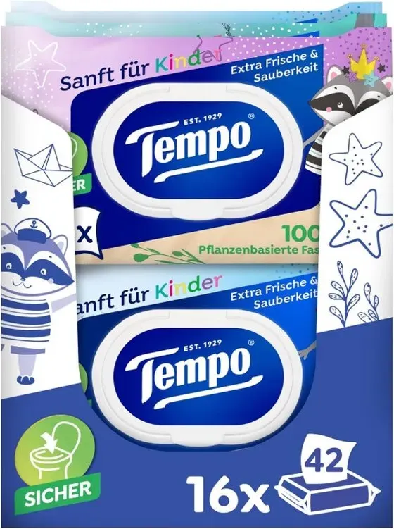 Tempo Feuchttücher, sanft für Kinder