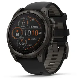 Garmin fenix 8 Solar 47 mm Graphit/Titan Carbongrau Silikon-Armband 22 mm