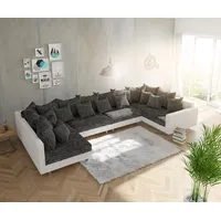 DELIFE Wohnlandschaft Clovis XL Weiss Schwarz mit Armlehne modular, Design Wohnlandschaften, Couch Loft, Modulsofa, modular