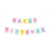 OEM Happy Birthday Girlande 180 cm Bunt/Gelb/Lila/Rosa