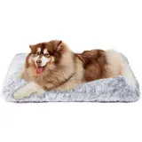 EHEYCIGA Flauschig Hundebett Grosse Hunde XXL, Hundekissen Waschbar, Kuschelig rutschfest Hundematte mit Langem Plüsch, Grau, 120x90x10cm