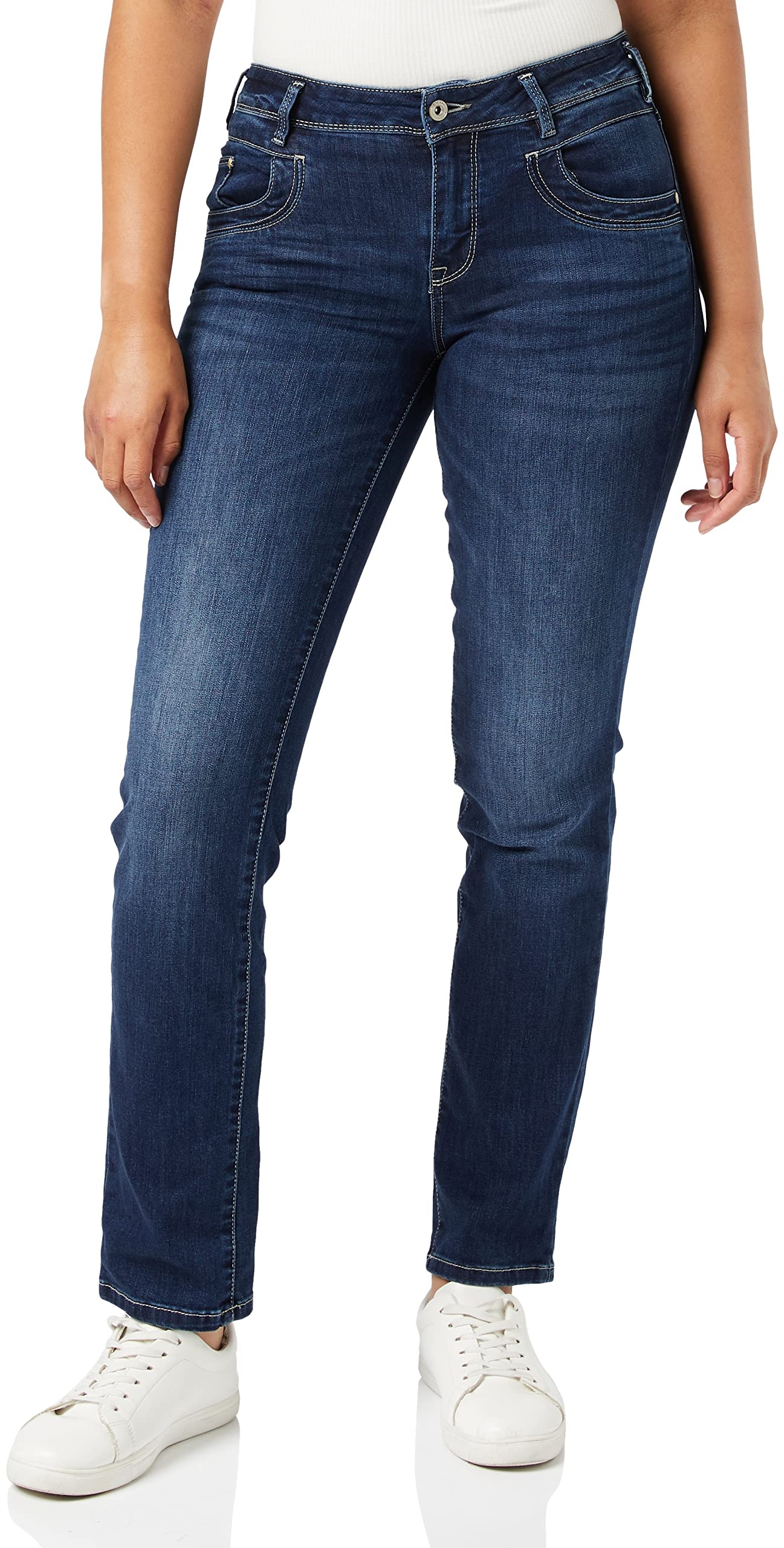 TOM TAILOR Damen 1008146 Alexa Straight Jeans, 10282 - Dark Stone Wash Denim, 34W / 30L EU