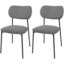 Mendler 2er-Set Esszimmerstuhl HWC-O26, Küchenstuhl Polsterstuhl Stuhl, Cord (330g/m2) Stoff/Textil Metall ~ dunkelgrau