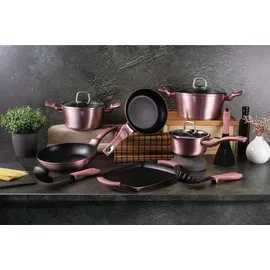Berlinger Haus Irose Topf-Set 9-tlg. 3 x Kochtopf + 2 x Bratpfanne + 3 x Küchenutensilien + Grillplatte