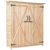 COSTWAY Gartenschrank Holz, Gerätehaus wetterfest, Geräteschuppen Holzgerätehaus Gartenhaus, Holzschuppen mit Satteldach, Gartenschuppen Geräteschrank (140 x 50 x 162 cm)