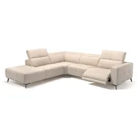 Sofanella Ecksofa Leder MARBELLA, Eckcouch, Ecksofa, Sitzecke, Polsterecke, Leder Sofas, Ledersofa beige