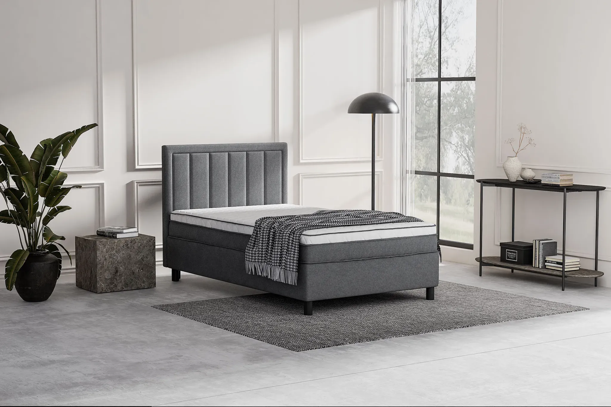 Boxbett "Serenity", grau (anthrazit), B:123cm L:210cm, ATLANTIC HOME COLLECTION, Komplettbetten, wahlweise mit Matratze