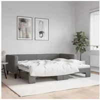 LuxusKollektion Schlafsofa Tagesbett Ausziehbar Schlafsofa 90 x 190 mit Bettkasten Dunkelgrau grau