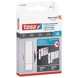 Tesa Klebestreifen für Tapeten und Putz, 1kg Tragkraft, 6 Stück (77771)