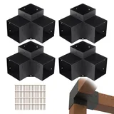Vevor 4er-Set Pfostenverbinder aus 2 mm dicken Stahlplatten Pfostenecke Pergola Eckverbinder Holzverbinder 90°-Stiefelstruktur Eckhalterung