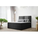 Fun Möbel Boxspringbett Schlafzimmerbett CANDELA DELUX 180x200cm in Stoff Schwarz