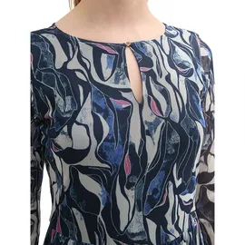 Tom Tailor Sommerkleid Midi Gemustertes Mesh Dunkelblau 38